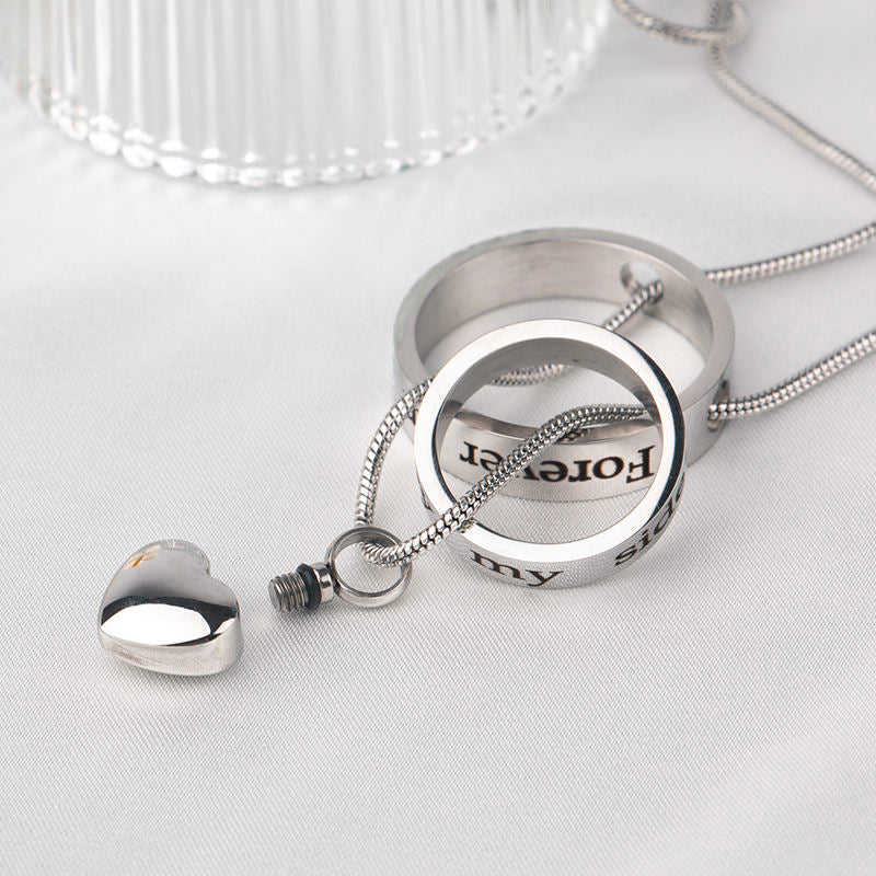 “Forever in My Heart” Rotating Memorial Necklace