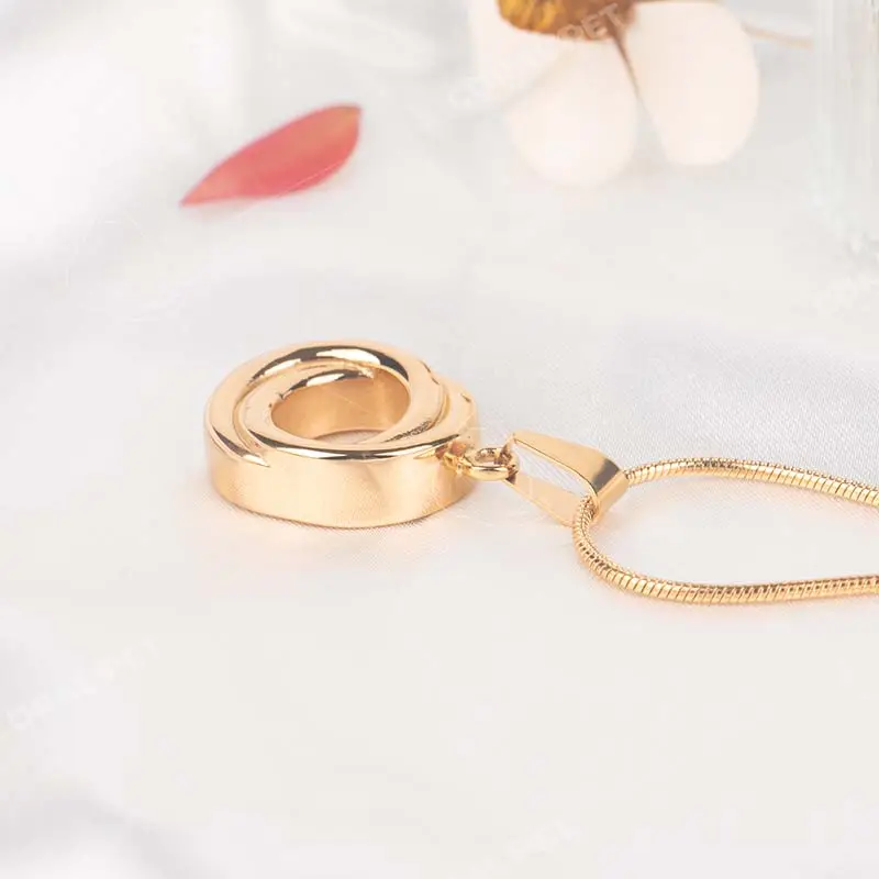 Gold Plated Oval Pendant Necklace
