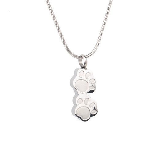 Double Paw Print Ash Necklace – Memorial Keepsake Pendant