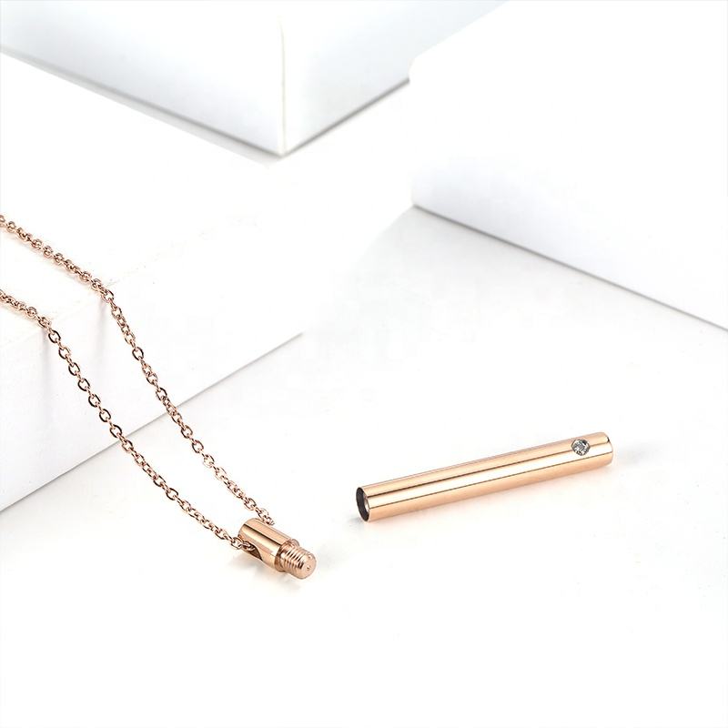 Minimalist Cylinder Memorial Ash Necklace