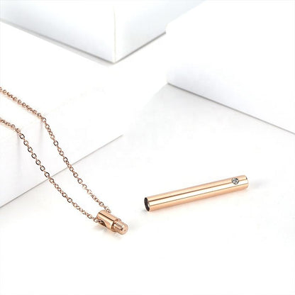 Minimalist Cylinder Memorial Ash Necklace