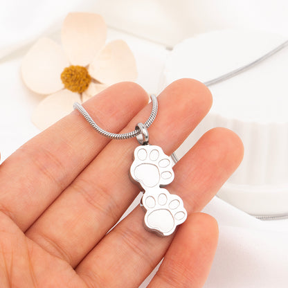 Double Paw Print Ash Necklace – Memorial Keepsake Pendant