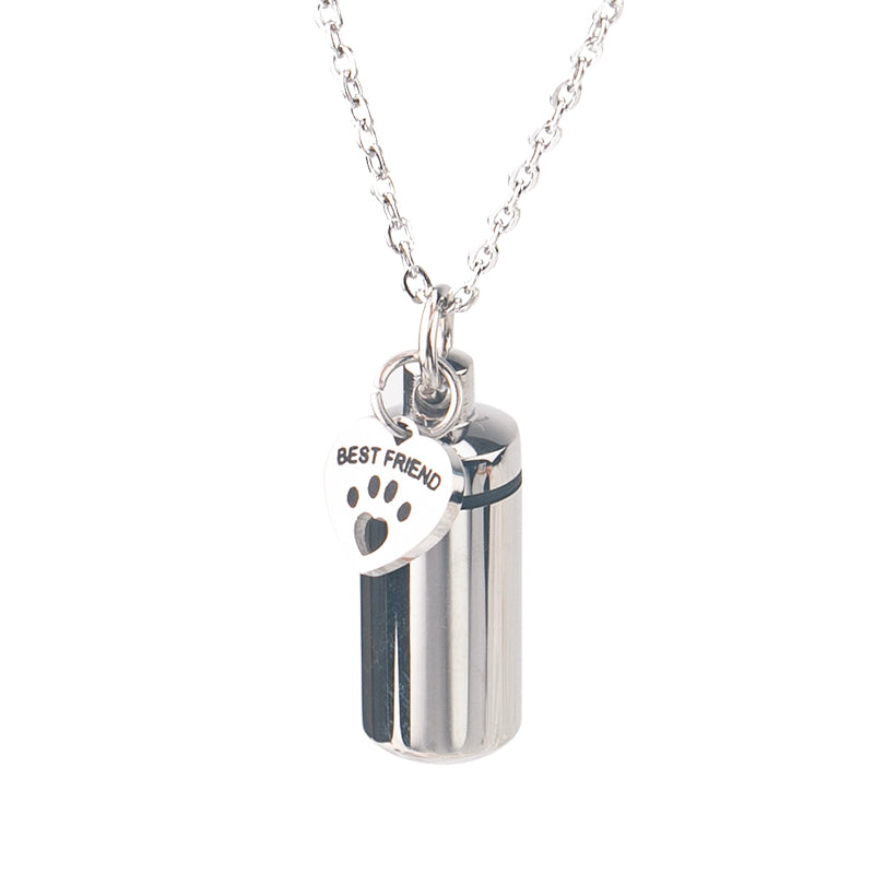 Mini Urn Ash Necklace – “Best Friend” Memorial Vial Pendant