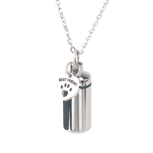 Mini Urn Ash Necklace – “Best Friend” Memorial Vial Pendant