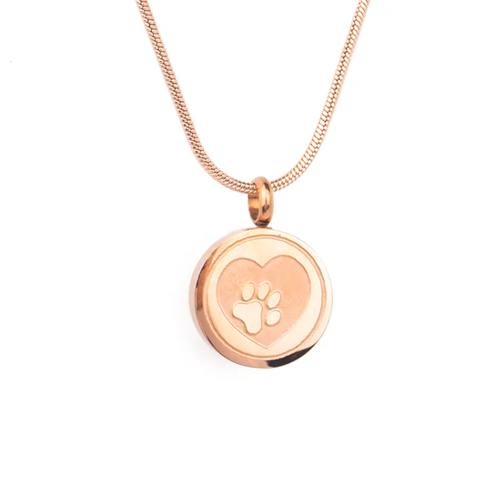 Paw Print Heart Pendant Necklace