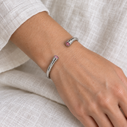 Pink Gem Memorial Cuff Bracelet