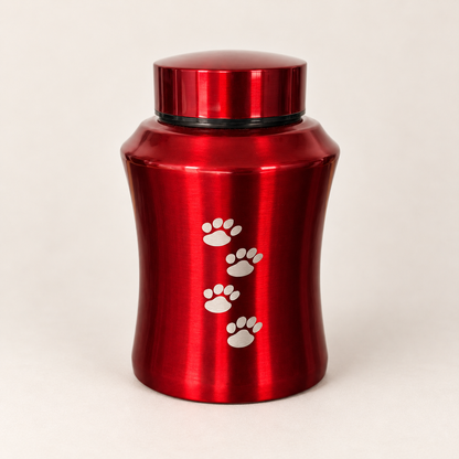 Curved Stainless Steel Urn with engraved paw prints