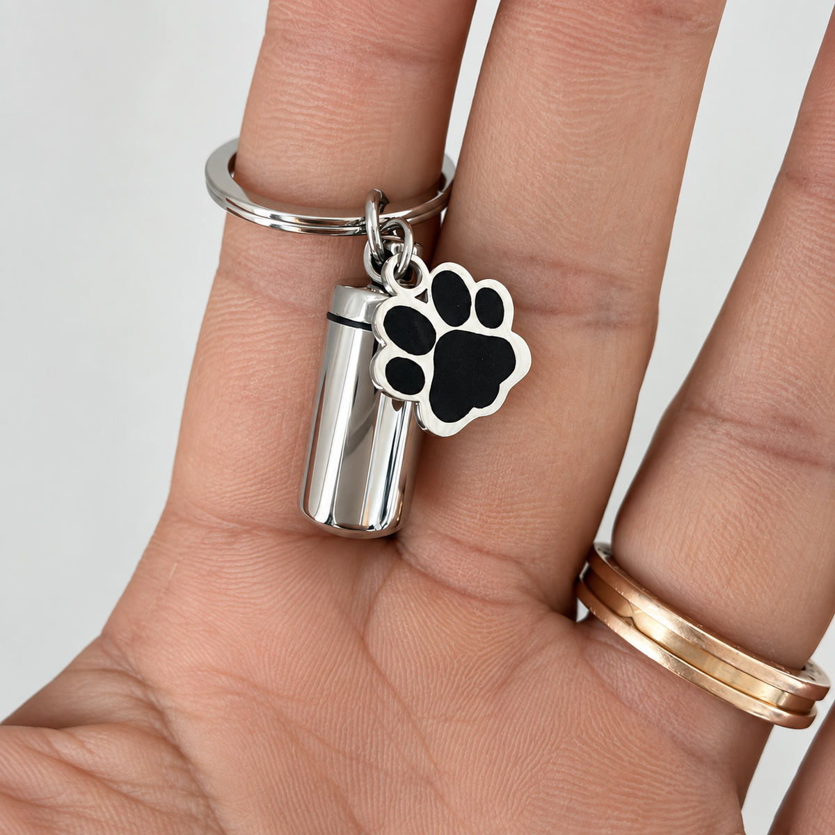 Paw & Cylinder Memorial Keychain
