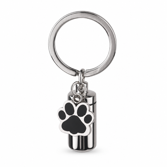 Paw & Cylinder Memorial Keychain